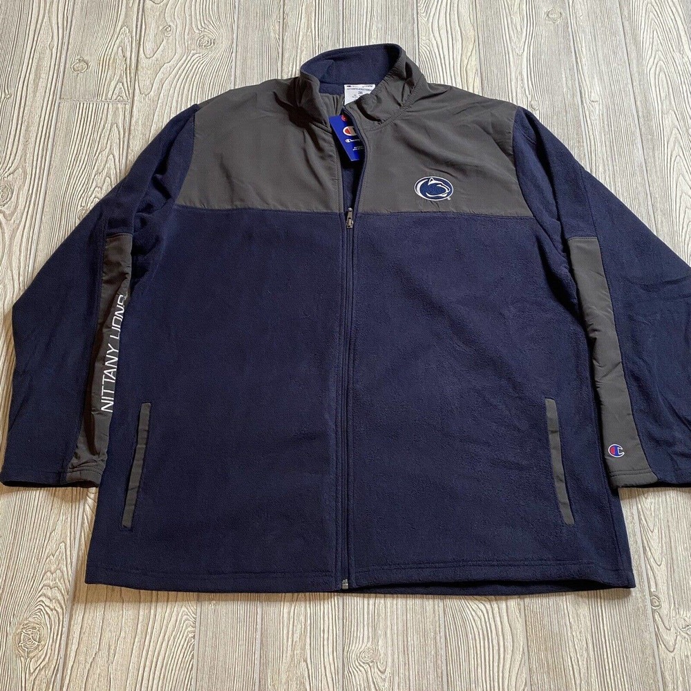 Champion Penn State Nittany Lions Full Zip Fleece Jacket Men’s XXL Blue NWT
